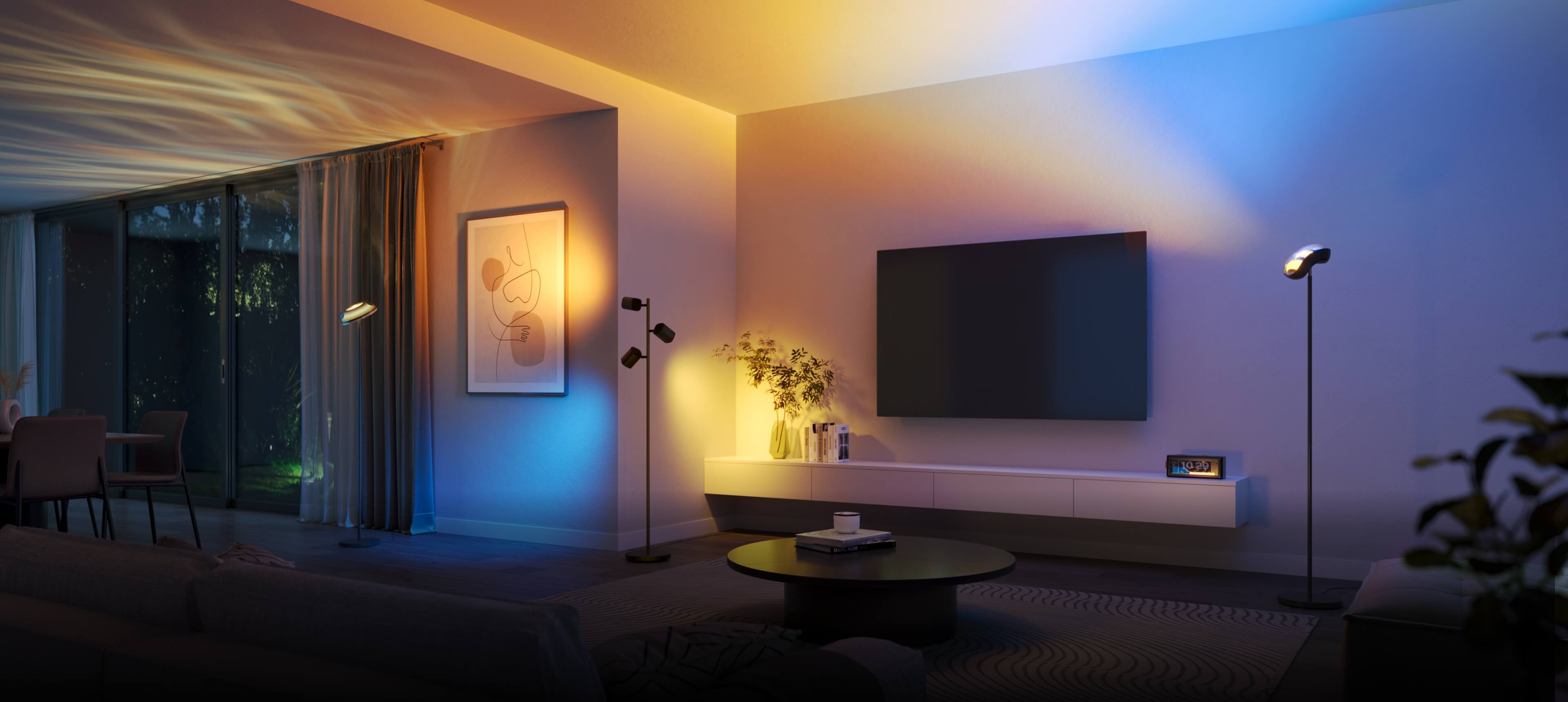 smart table and floor lamps